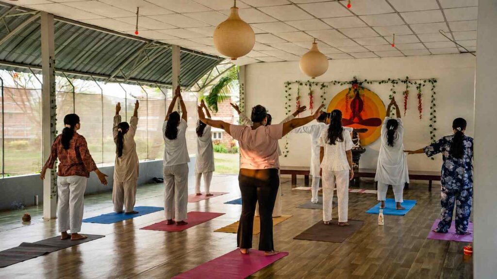 Asana practice at Yoga Gita