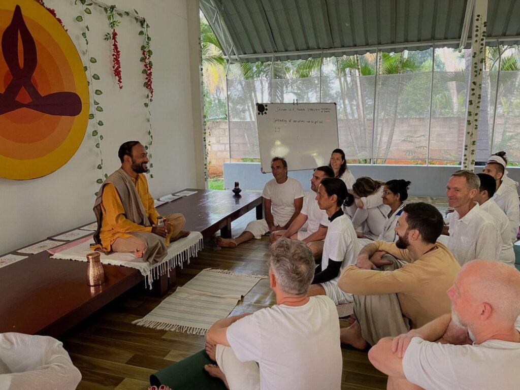 ViGo teaching in the meditation hall at Yoga Gita Ashram